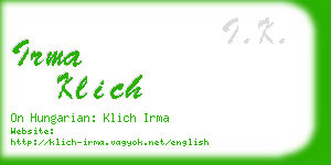 irma klich business card